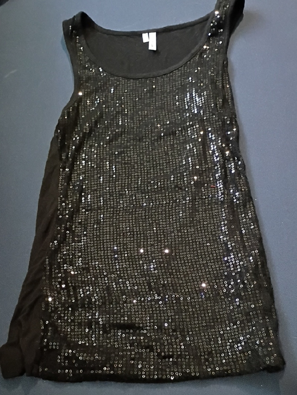Studio Y Black Ribbed Tank with Logo Tag